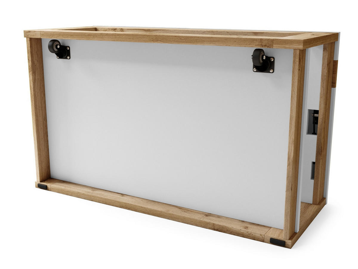 COUCHTISCH rechteckig Weiß - Eiche Wotan aufklappbar - Eiche Wotan/Weiß, Holzwerkstoff (66/112/45cm) - designimpex