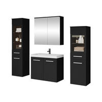 BADMÖBEL-SET Madrit II - Silberfarben/Schwarz, Holzwerkstoff/Kunststoff (132/132/30cm) - MIRJAN24
