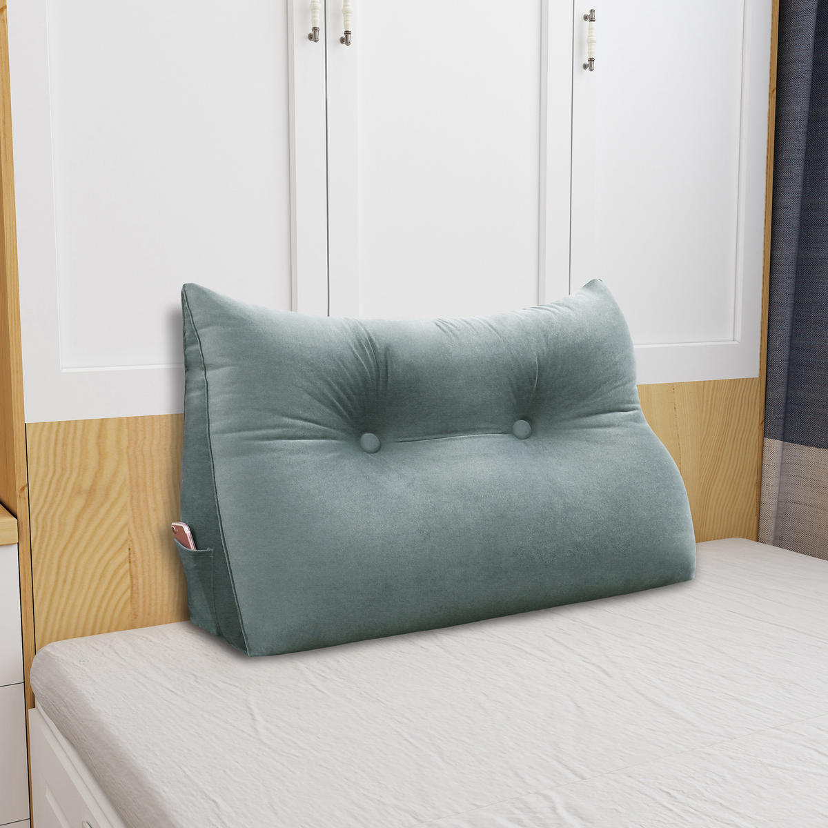 LESEKISSEN für Bett Samt Grau 60 cm - Grau, Textil (50/60cm) - Vercart