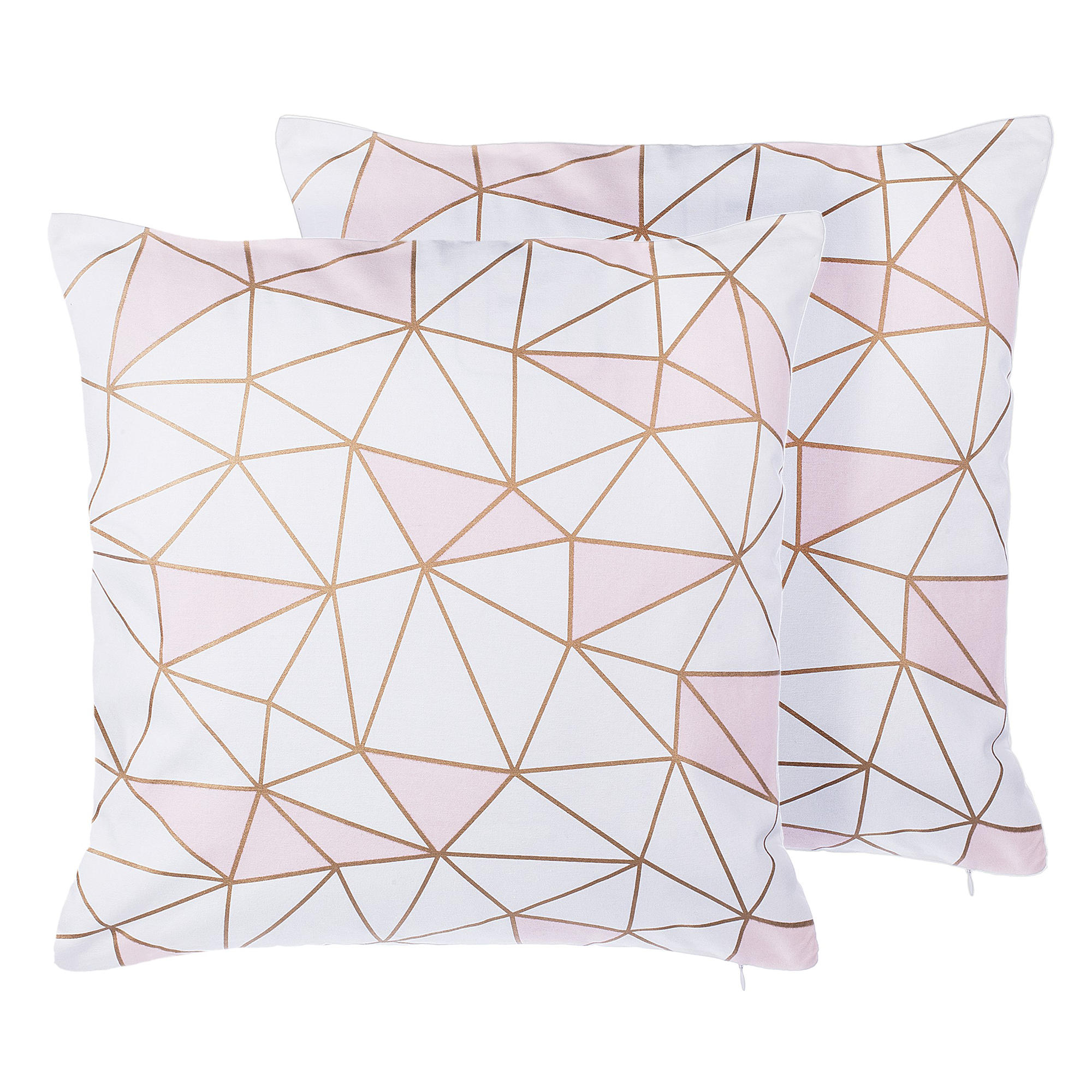 DEKOKISSEN 2er-Set Weiß 45/45 cm Clarkia - Weiß, Naturmaterialien/Textil (45/45cm) - Beliani