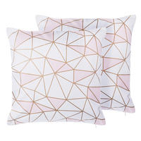 DEKOKISSEN 2er-Set Weiß 45/45 cm Clarkia - Weiß, Naturmaterialien/Textil (45/45cm) - Beliani