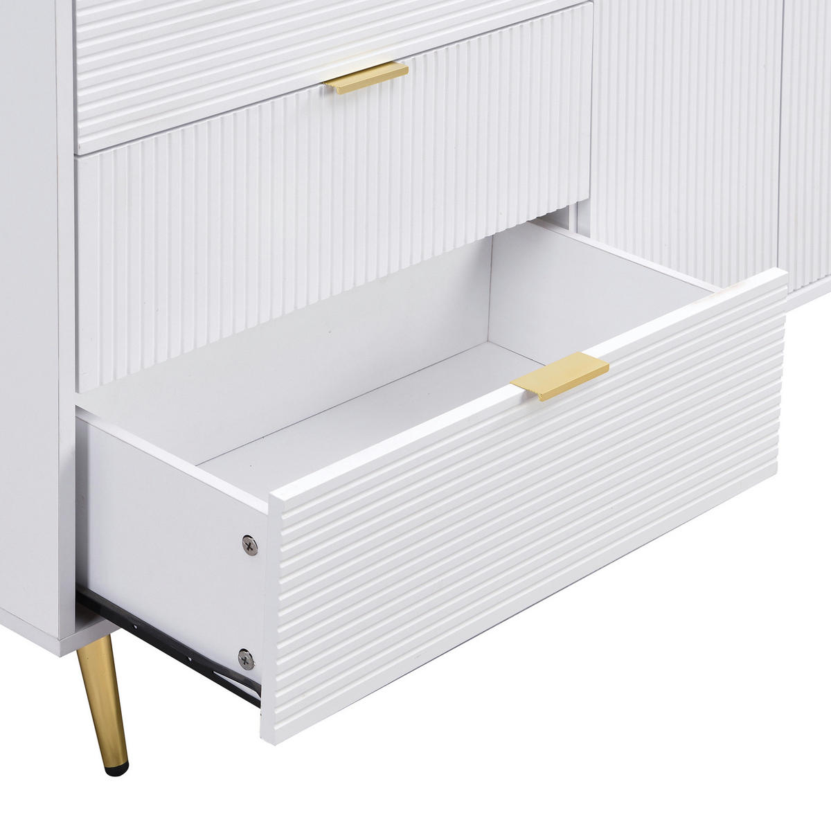 SIDEBOARD aus MDF 120x38x80,5 cm Weiß/Gold mit 3 Schubladen und 2 Türen - Weiß, Holzwerkstoff (120/80.5/38cm) - IVMEU
