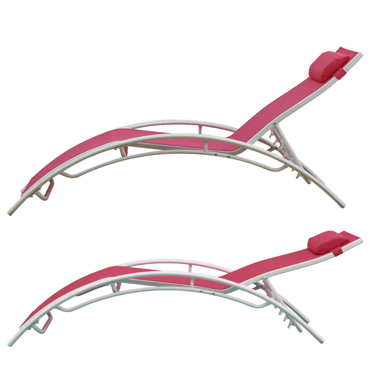 LIEGESTÜHLE Galapagos Rosa und Weiß 2er-Set - Rosa, Metall (64/87/178cm) - Happy Garden