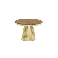 ESSTISCH Cone Bis - Dunkelbraun/Goldfarben, Holzwerkstoff/Metall (100/100/76cm) - Meblini