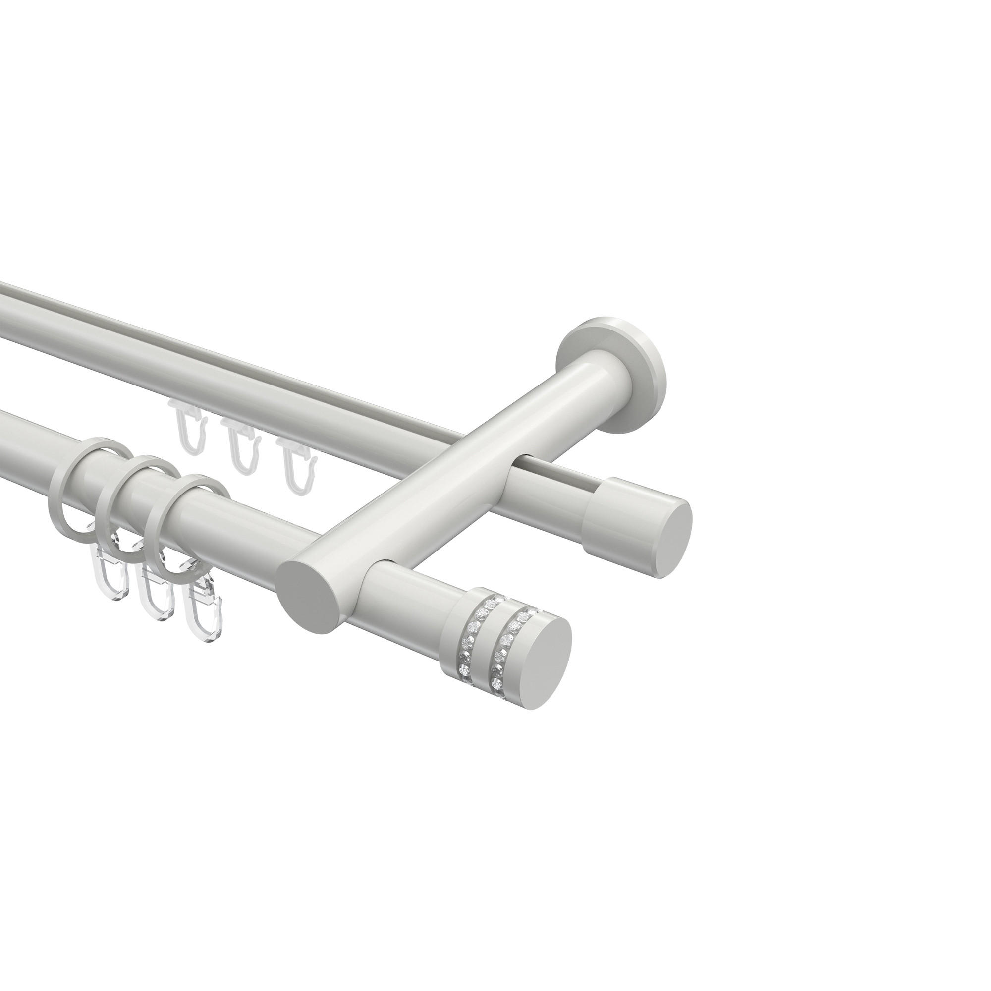 RUNDROHR-INNENLAUF-GARDINENSTANGEN-SET Platon Estana 520 cm (geteilt in 4 x 130 cm), 2-läufig, 20 mm Ø Weiß - Weiß, Metall (520cm) - INTERDECO