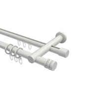 RUNDROHR-INNENLAUF-GARDINENSTANGEN-SET Platon Estana 520 cm (geteilt in 4 x 130 cm), 2-läufig, 20 mm Ø Weiß - Weiß, Metall (520cm) - INTERDECO