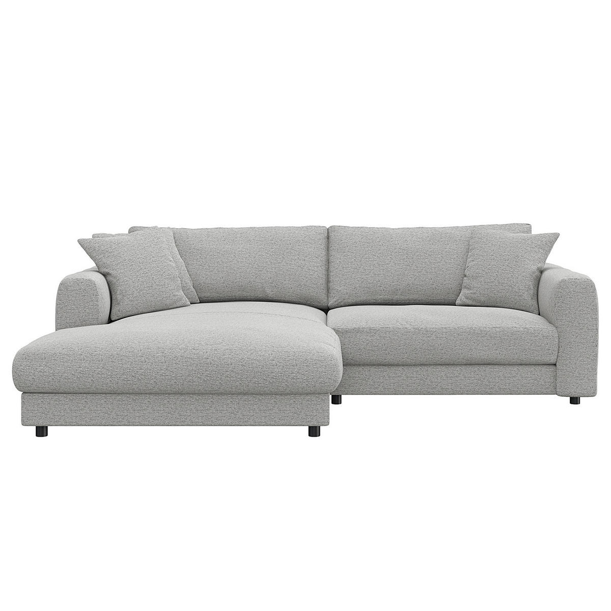 ECKSOFA mit Longchair - Hellgrau/Schwarz, Textil (238/183cm) - home24