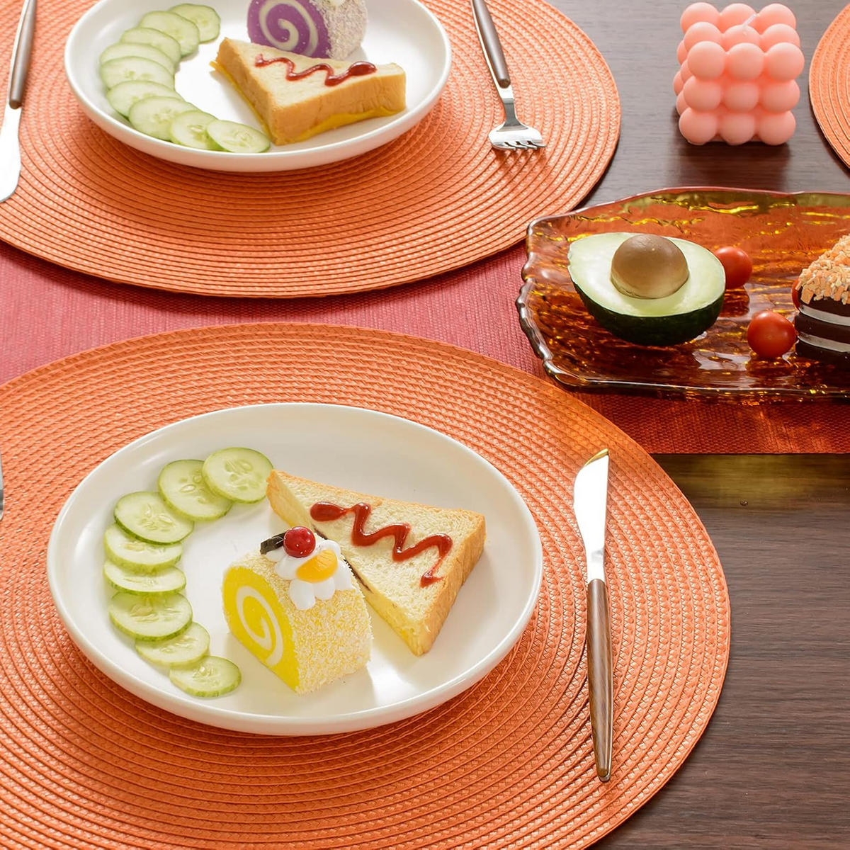 PLATZSET 8-teilig – 38 x 38 cm - Orange - Orange, Kunststoff (38/38cm)