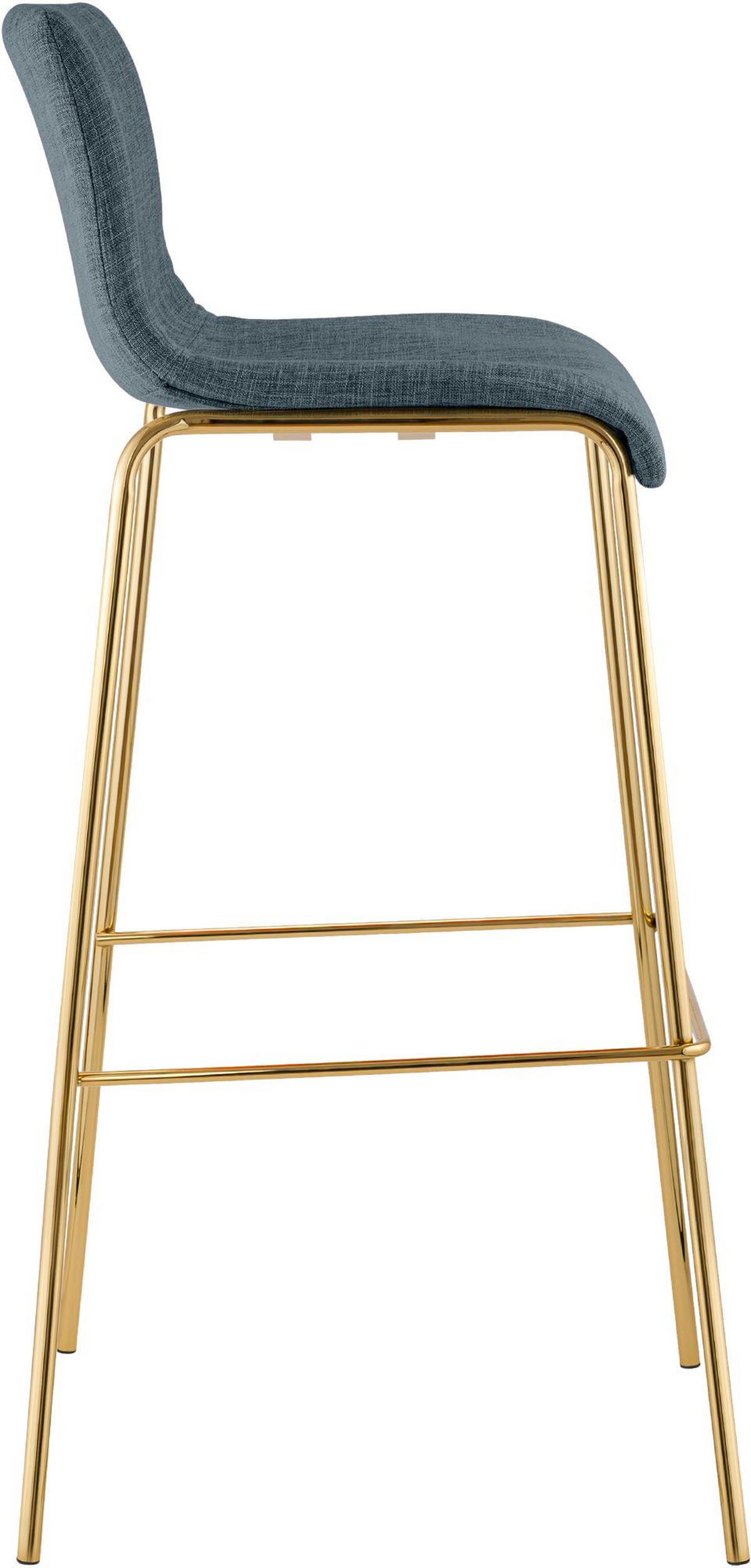 BARHOCKER Tenar Stoff Blau Gold - Blau, Textil (43/100/48cm) - DELUKE