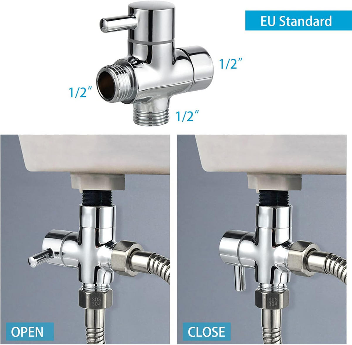 WC-BIDET-AUFSATZ – Silber – Handspülung – G1/2 Umsteller - Silberfarben, Metall (22.5/6/12.5cm)