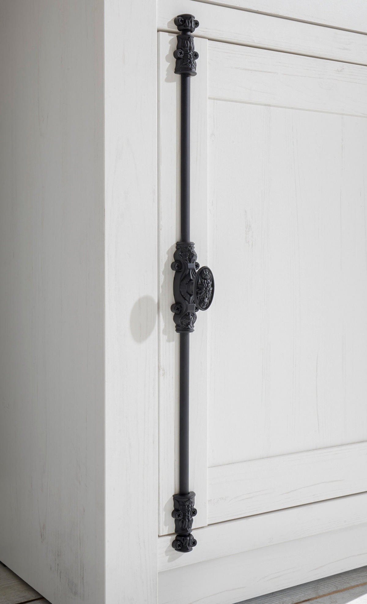 WOHNWAND weiß Pinie Landhaus, Schrankwand 4-teilig 298 x 207 cm - Anthrazit/Weiß, Holzwerkstoff/Metall (298/207/45cm) - Furn.Design