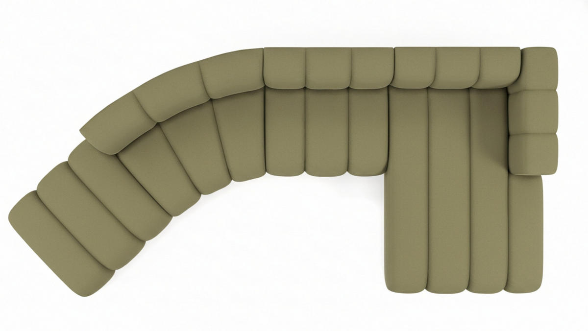 ECKSOFA L-Form GRAND Round, Stoff Salvador, Olive, Rechts - Olivgrün, Holz (445/179cm) - Kaiser Möbel