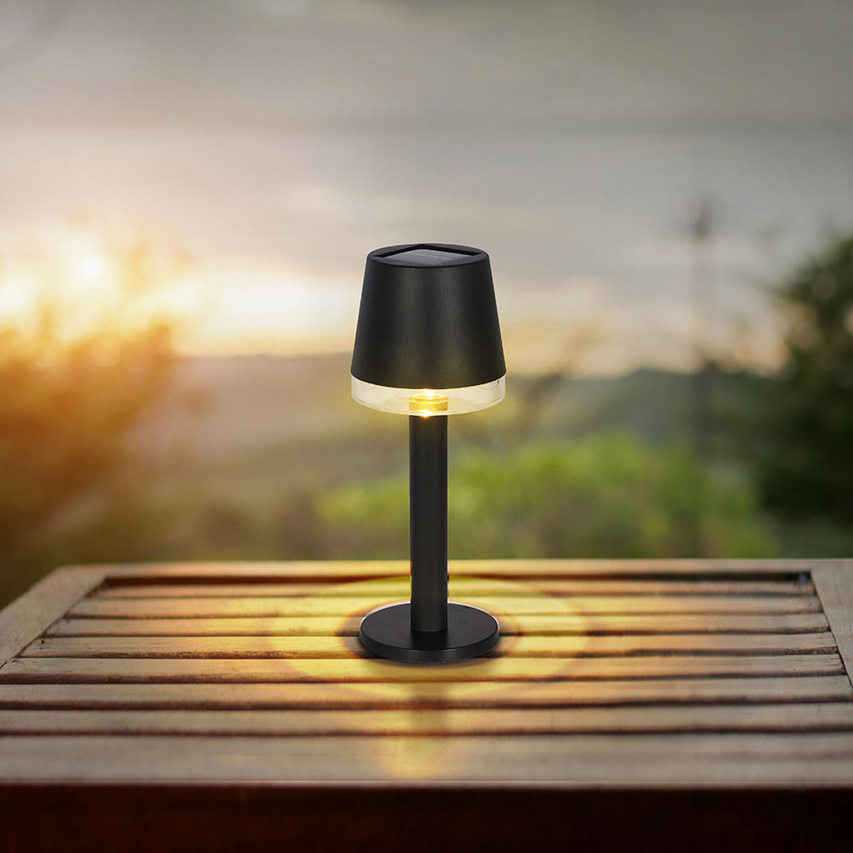 LED AUSSENLEUCHTE Solar Tischlampe Schwarz 2er Set - Schwarz, Kunststoff (8/8/21.5cm) - Globo Lighting