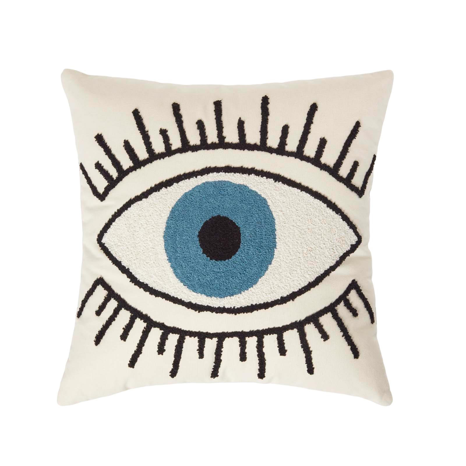 DEKOKISSEN Eye See You 45/45 cm getuftet - Creme, Textil (45/45cm) - Homescapes
