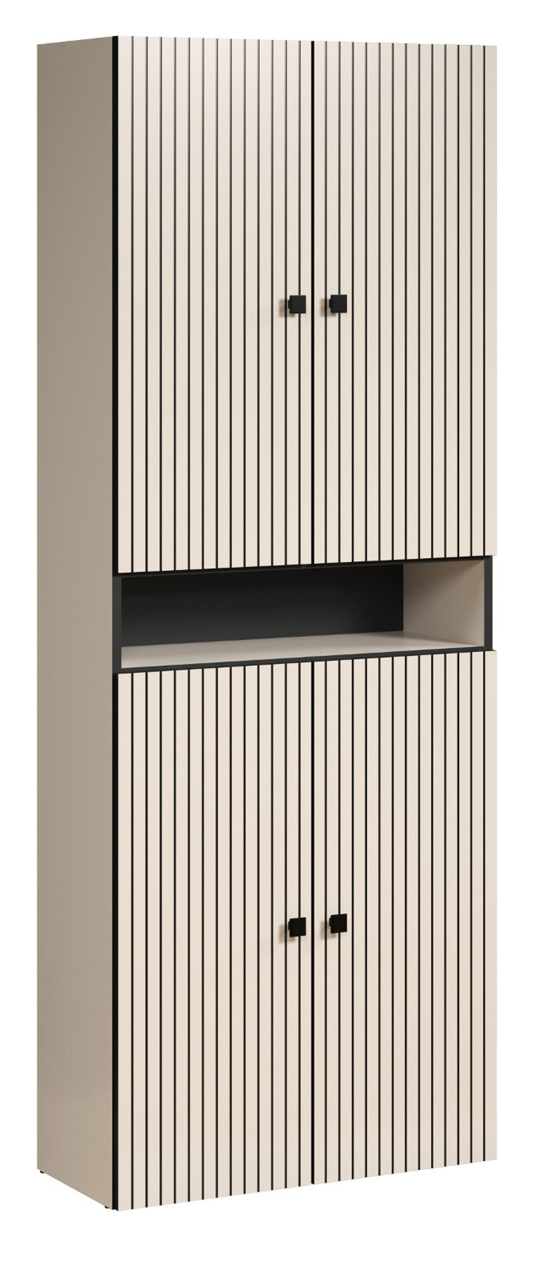 HOCHSCHRANK Kaschmir, grau 70 x 186 cm, Badschrank mit viel Stauraum - Kaschmir/Schwarz, Holzwerkstoff/Metall (70/186/31cm) - Top.Furn