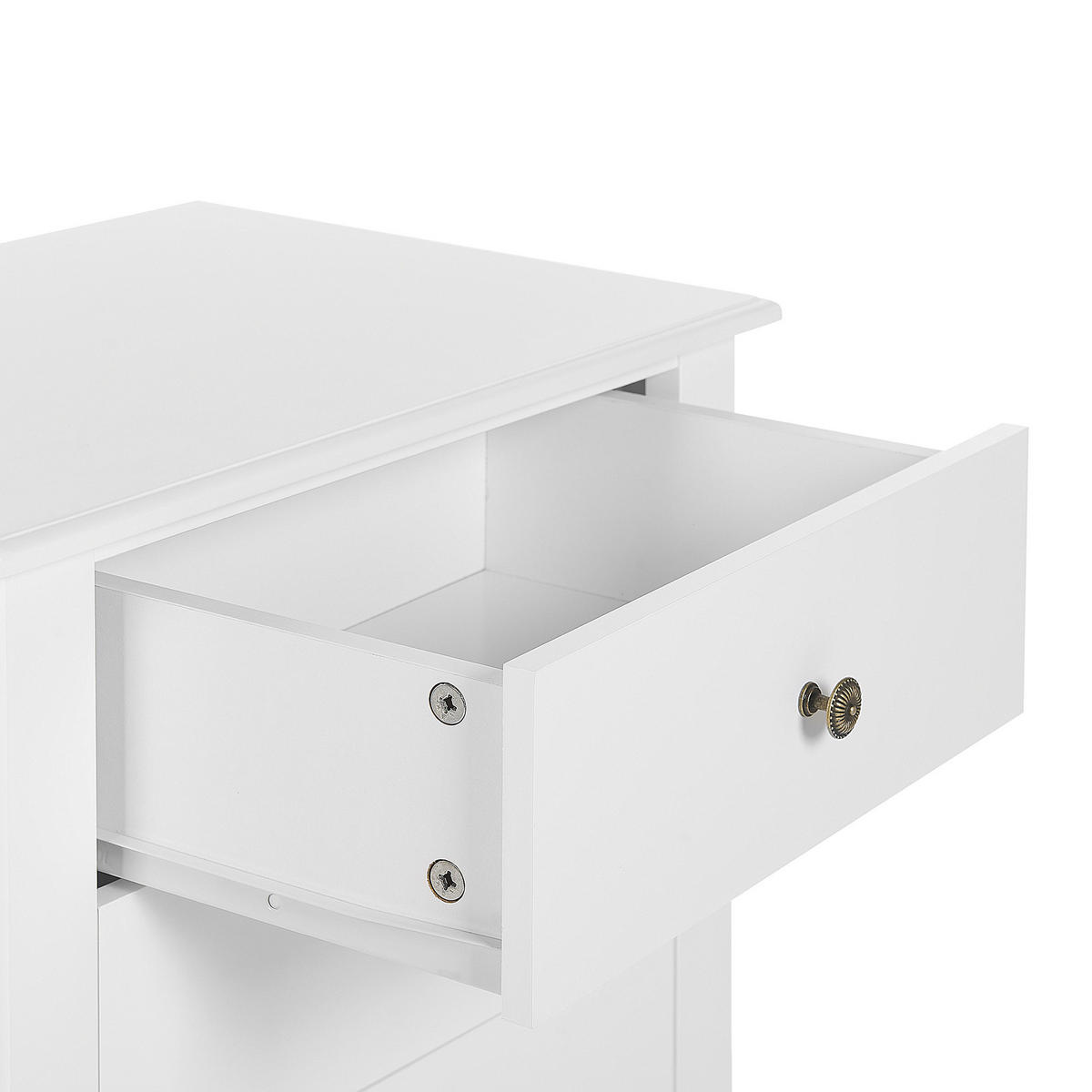 NACHTTISCH weiß 3 Schubladen Lane - Weiß, Holzwerkstoff (48/70/34cm) - Beliani