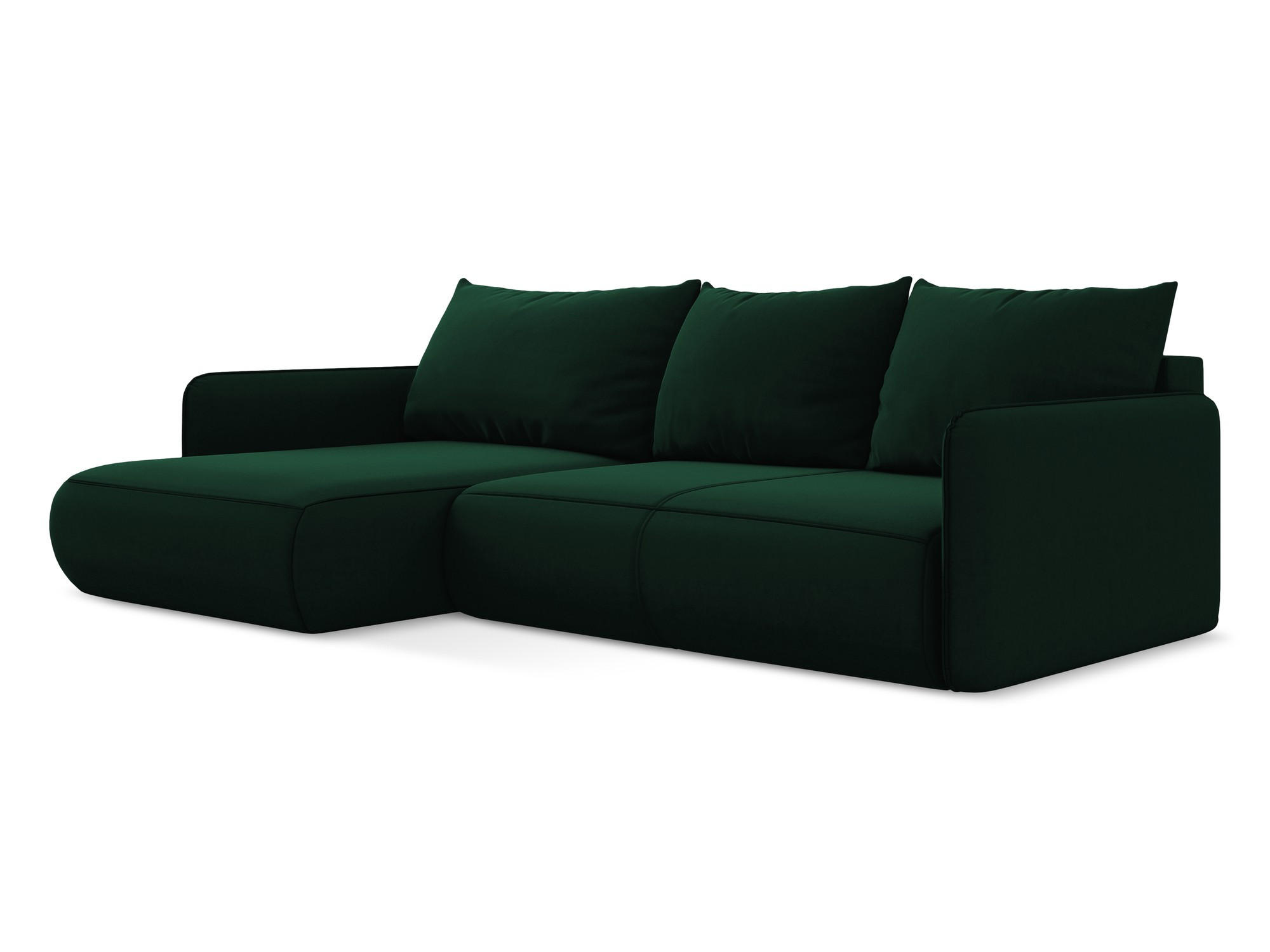 ECKSOFA mit Schlaffunktion Samt Stoff Grün - Dunkelgrün/Schwarz, Kunststoff/Textil (148/240cm) - Makamii