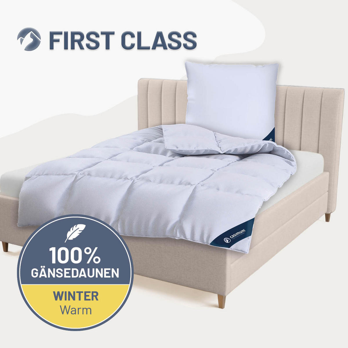 DAUNENDECKE 135x200 Warm, FIRST CLASS Winterdecke 100% Gänsedaune - Weiß, Textil (135/200cm) - casimum