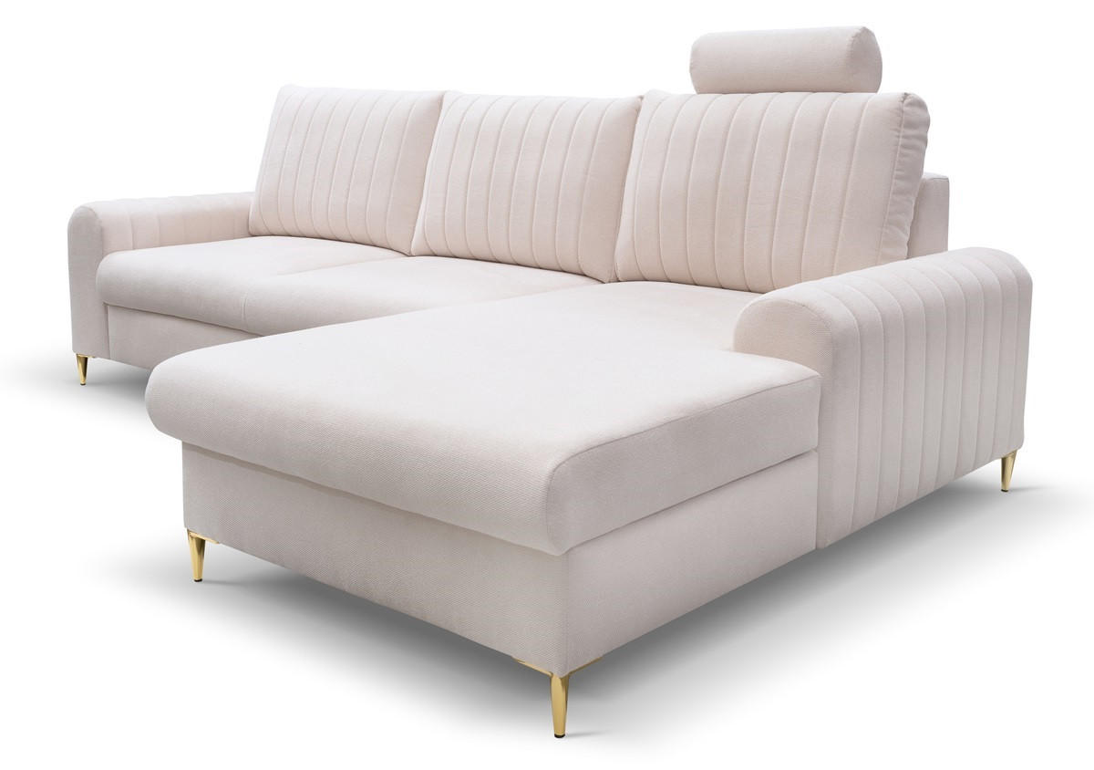 ECKSOFA Creme MANGO Mit Schlaffunktion Rechts - Beige, Naturmaterialien/Textil (251/164cm) - Sepro Meble