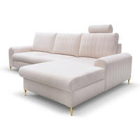 ECKSOFA Creme MANGO Mit Schlaffunktion Rechts - Beige, Naturmaterialien/Textil (251/164cm) - Sepro Meble