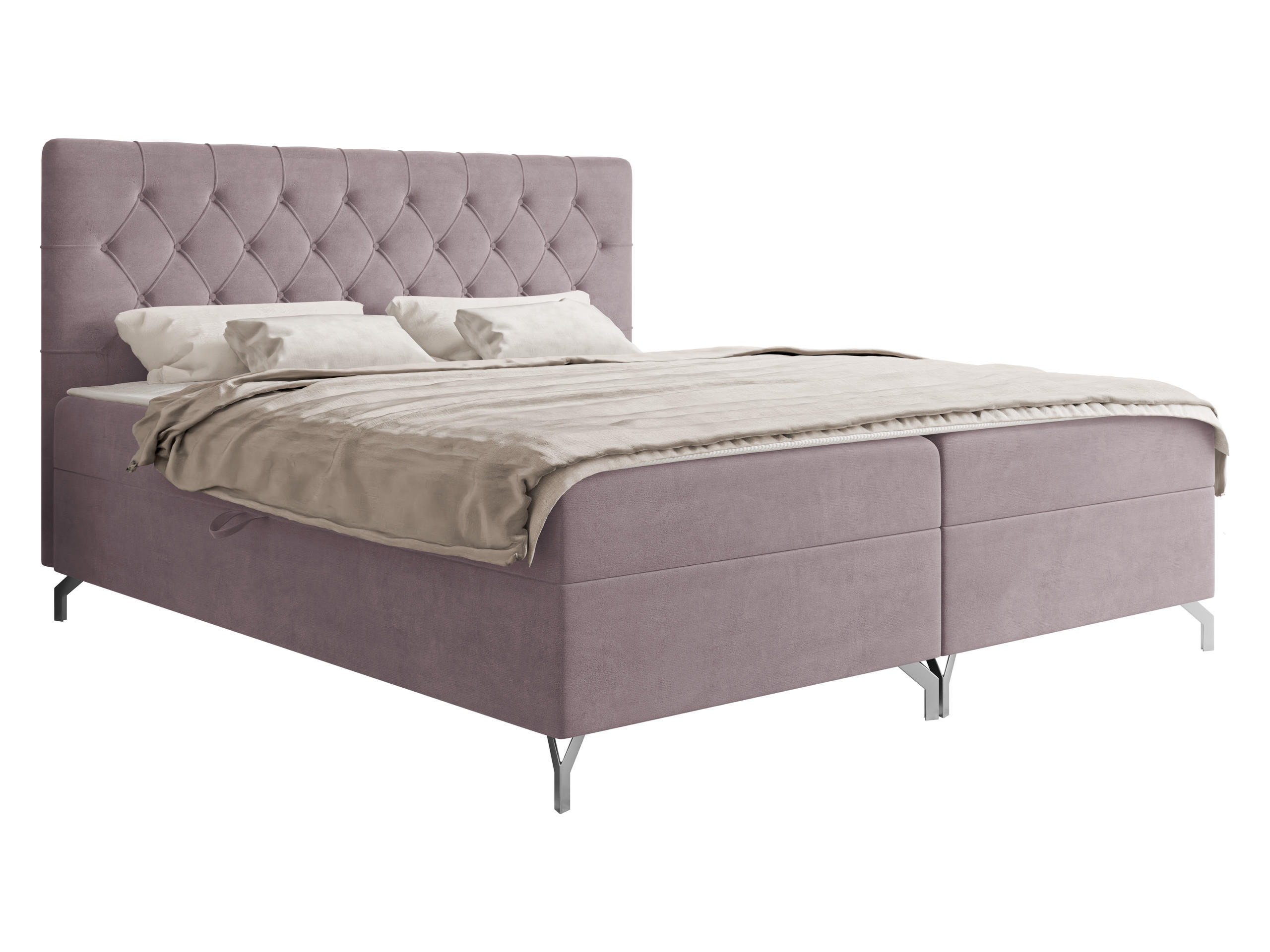 BOXBETT Guilette - H3 - Hellrosa/Silberfarben, Holz/Holzwerkstoff (180/200cm) - MIRJAN24