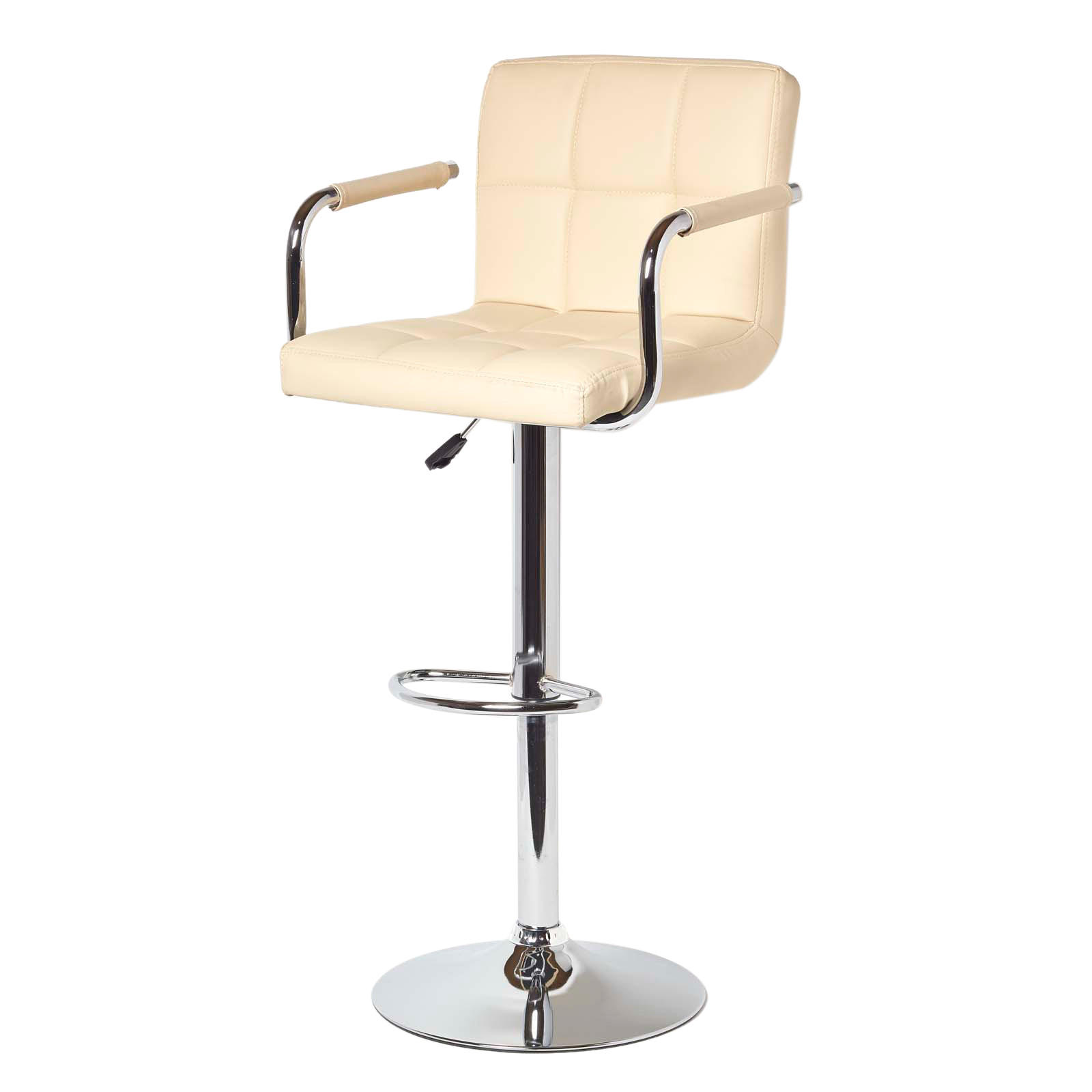 BARSTUHL Bramley mit Lehne, Kunstleder, drehbar & höhenverstellbar - Creme, Textil (44/113/44cm) - Homescapes