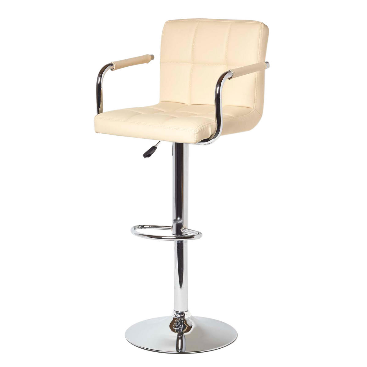 BARSTUHL Bramley mit Lehne, Kunstleder, drehbar & höhenverstellbar - Creme, Textil (44/113/44cm) - Homescapes