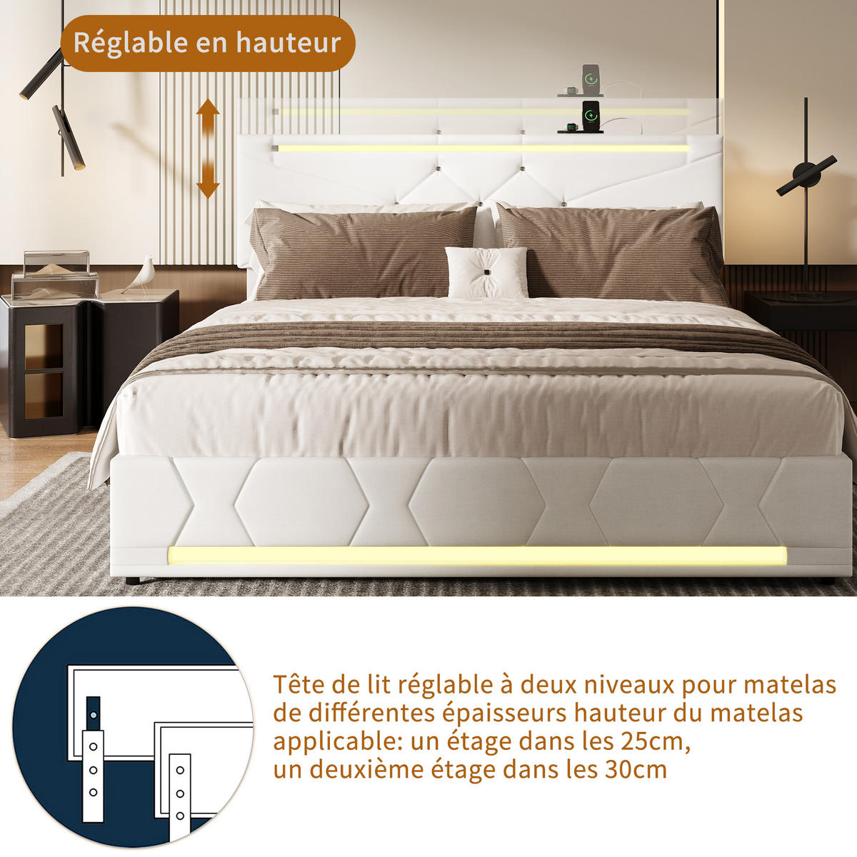 POLSTERBETT 140x200 Beige - Beige, Metall (140/200cm) - SHOPENTRA