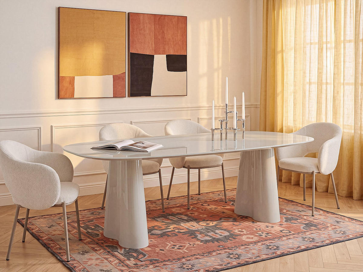 ESSTISCH - 8 Personen - holz - beige Avalina - Beige, Glas/Holz (110/220/76cm) - Vente-Unique