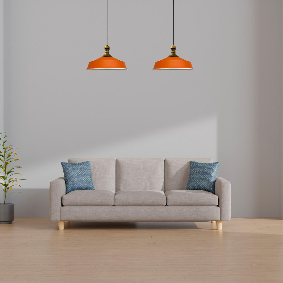 PENDELLEUCHTE Asletl 2 Flammig 40/36 cm - Weiß Hochglanz/Orange, Metall (36/40/28cm) - Bamyum