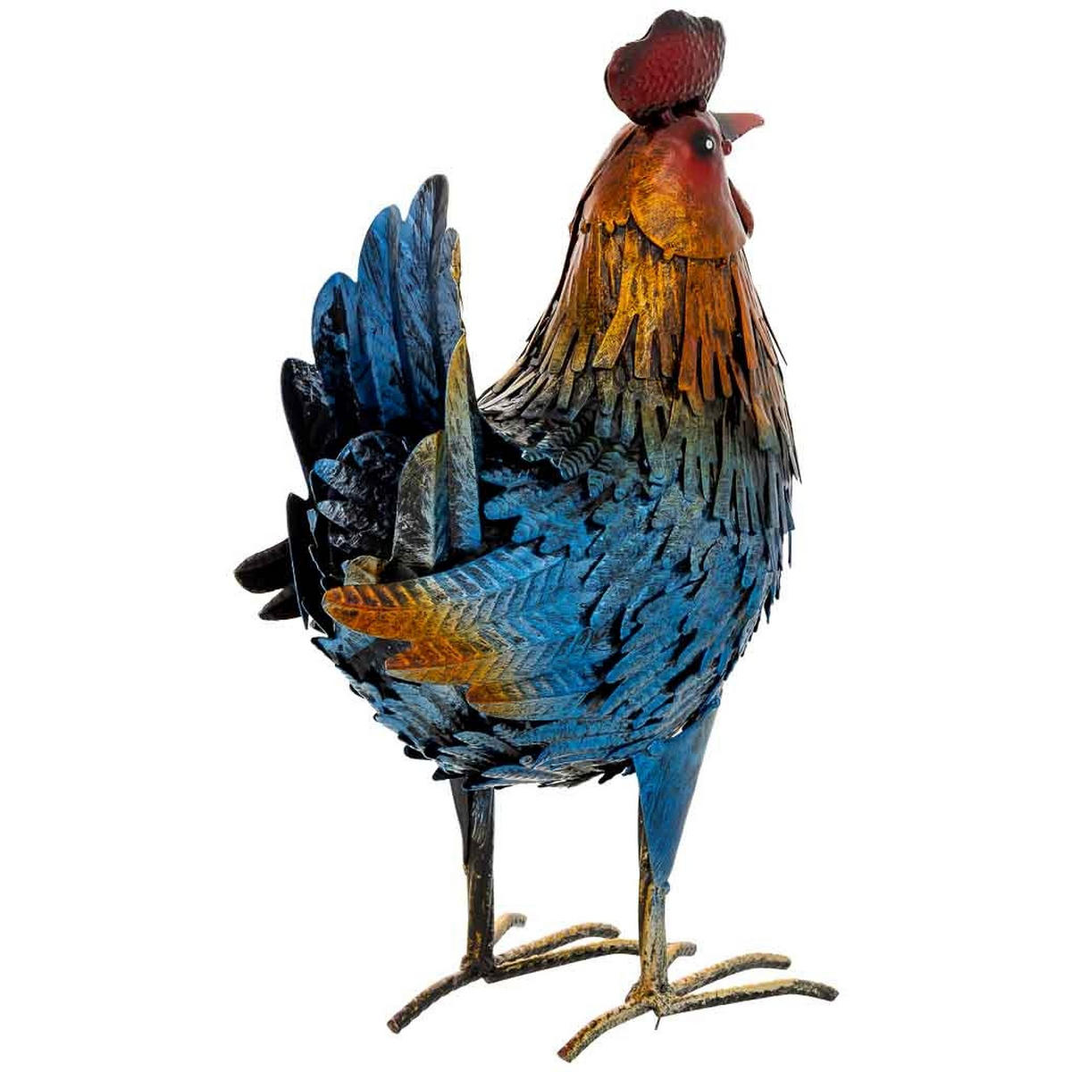 HAHNFIGUR aus metall 22x14x36cm - Blau, Metall (22/36/14cm) - Wanderlust