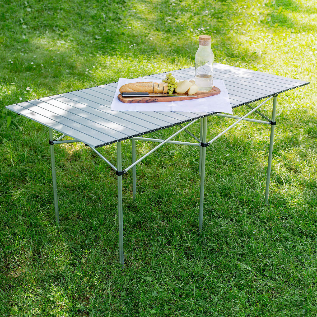 CAMPINGTISCH ,140 x 70 x 70 cm,grau - Grau, Metall (140/70/70cm) - tectake
