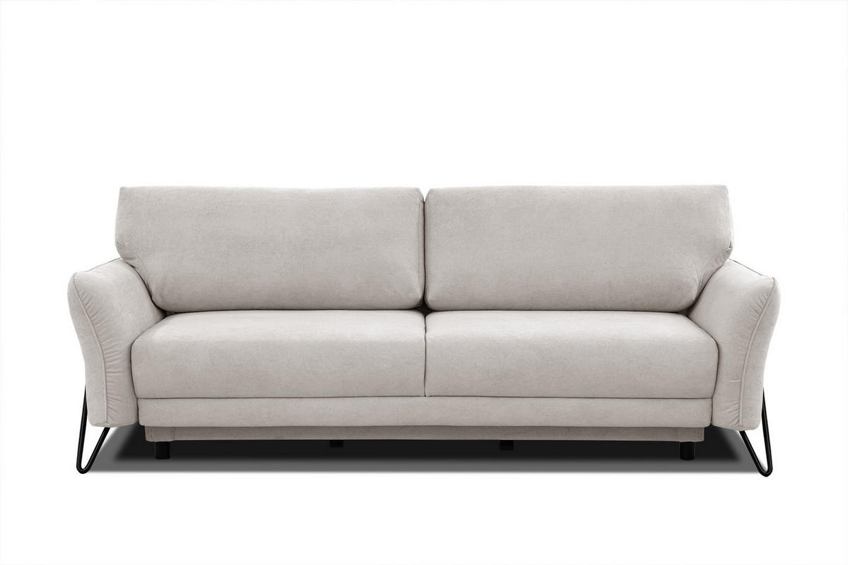 SOFA LOREM 3-Sitzer mit Schlaffunktion, ecru - Ecru/Schwarz, Holz/Textil (232/90/107cm) - Courtois Laville