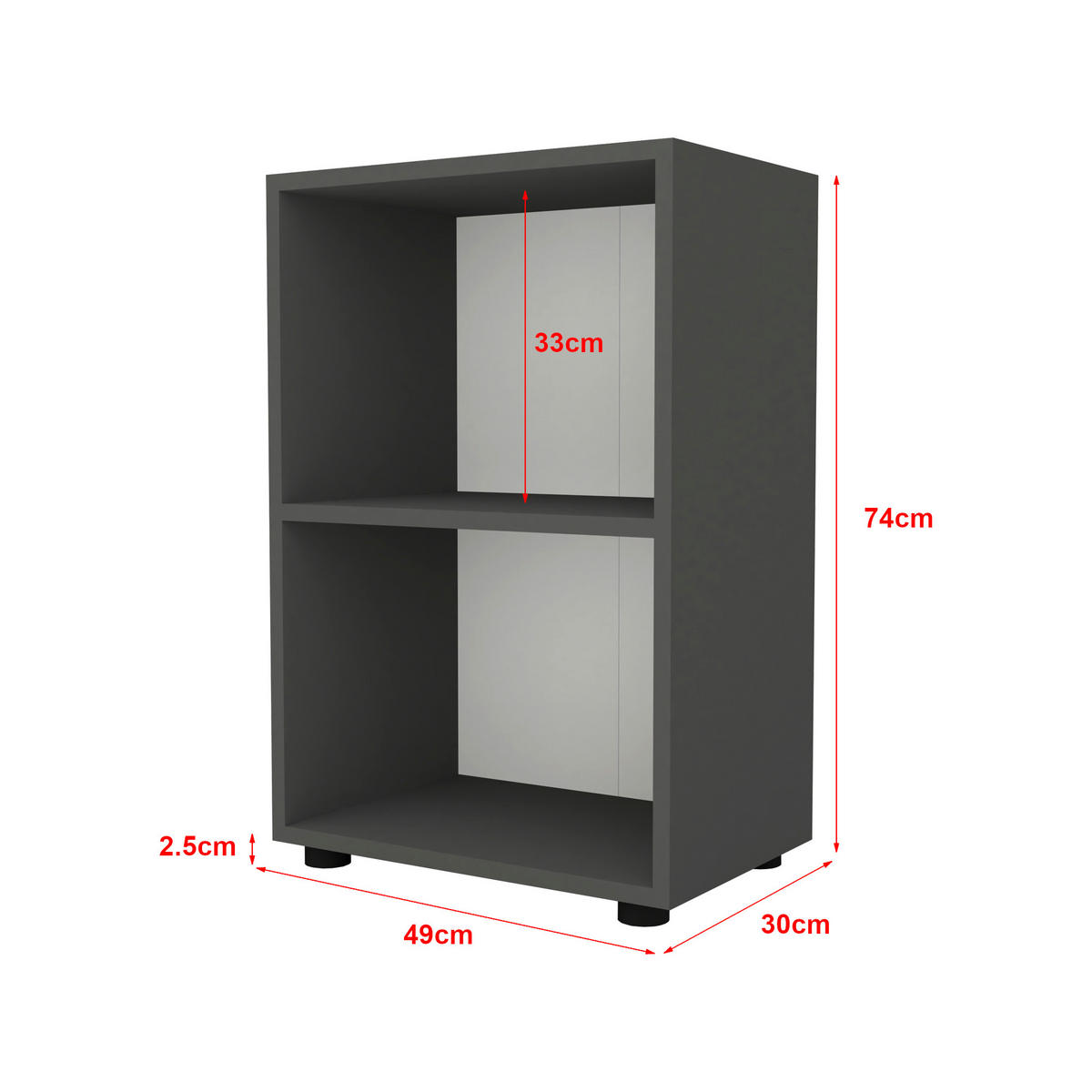 BÜCHERREGAL Vara - Anthrazit, Holzwerkstoff (49/74/30cm) - [en.casa]