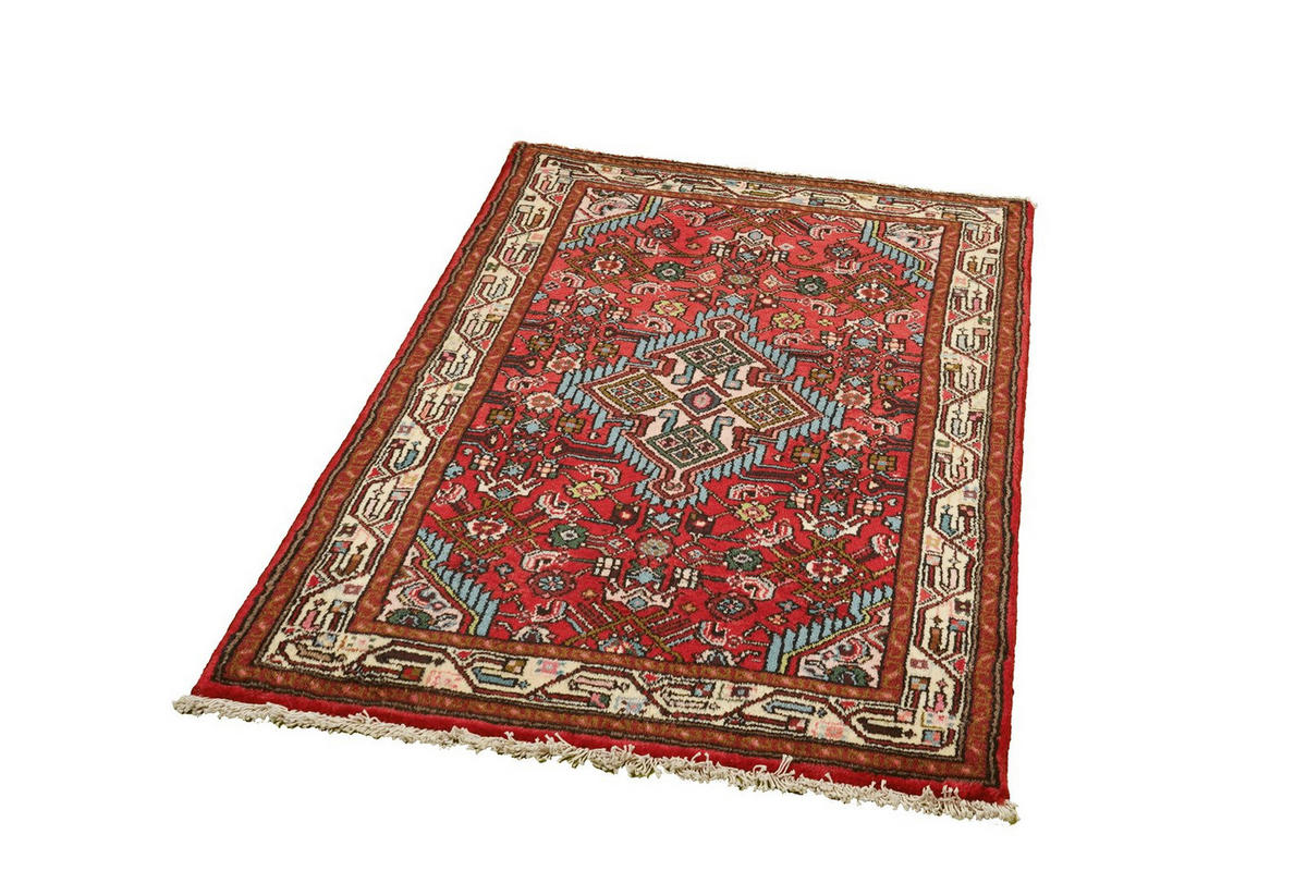ORIENTTEPPICH handgeknüpft Assadabad Rot 129/80 cm Schurwolle - Rot, Textil (80/129cm) - Looma