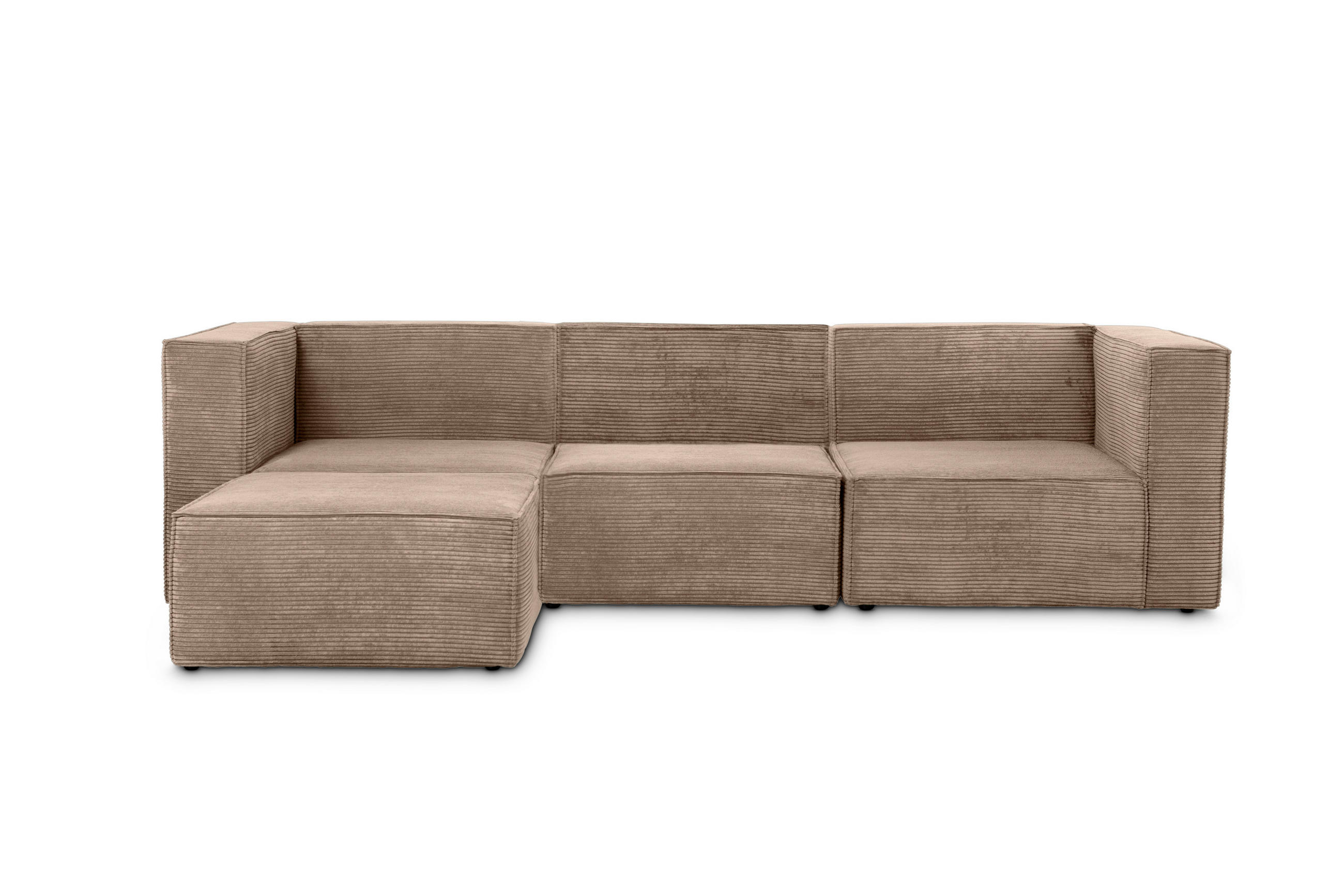 3-SITZER-SOFA Chaiselongue bezogen Steinkord-nicht modular-Samt HARPER - Beige, Textil (100/65/280cm) - RNT By Really Nice Things