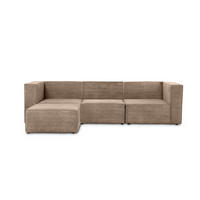 3-SITZER-SOFA Chaiselongue bezogen Steinkord-nicht modular-Samt HARPER - Beige, Textil (100/65/280cm) - RNT By Really Nice Things