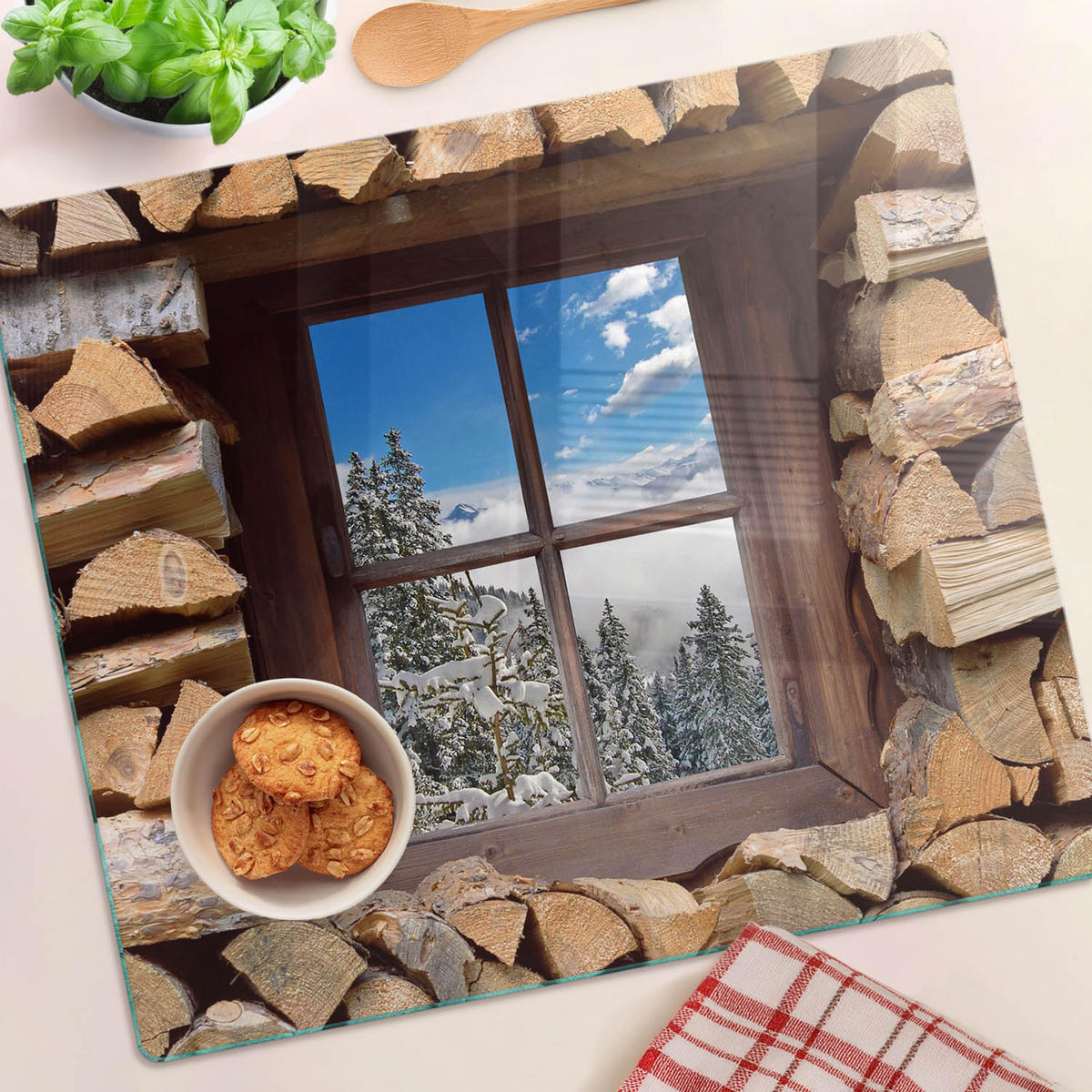 GLASPLATTE 60x52 cm Winterfenster - Multicolor, Glas (60/0.4/52cm) - TULUP