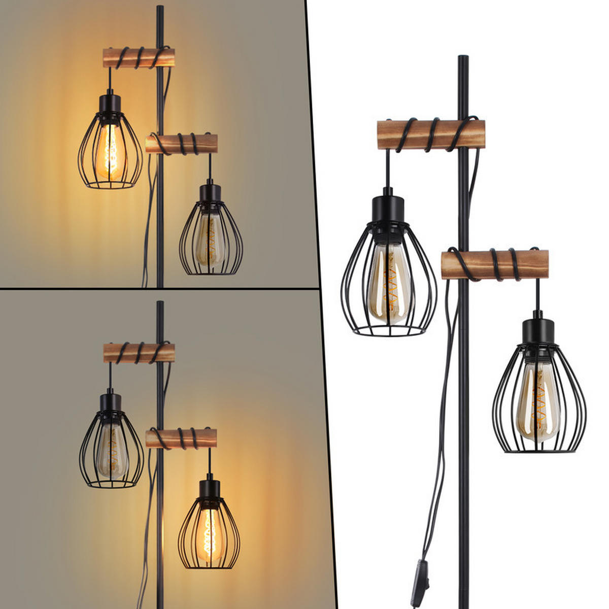 STEHLAMPE Ennis II 152/23cm - Schwarz, Metall (152/23/23cm) - Nettlife