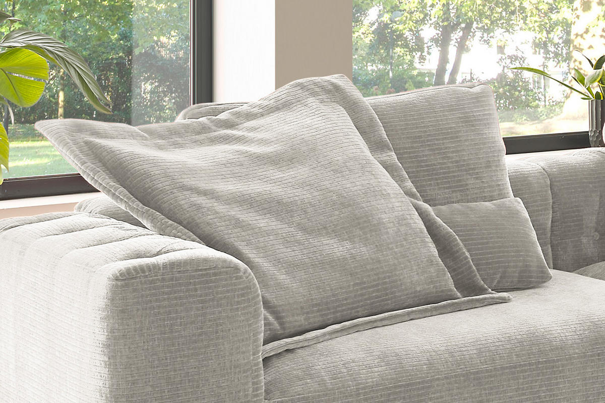 FLATTERKISSEN MEDIUM SEPHI Cord - Silberfarben, Textil (75/75cm) - KAWOLA