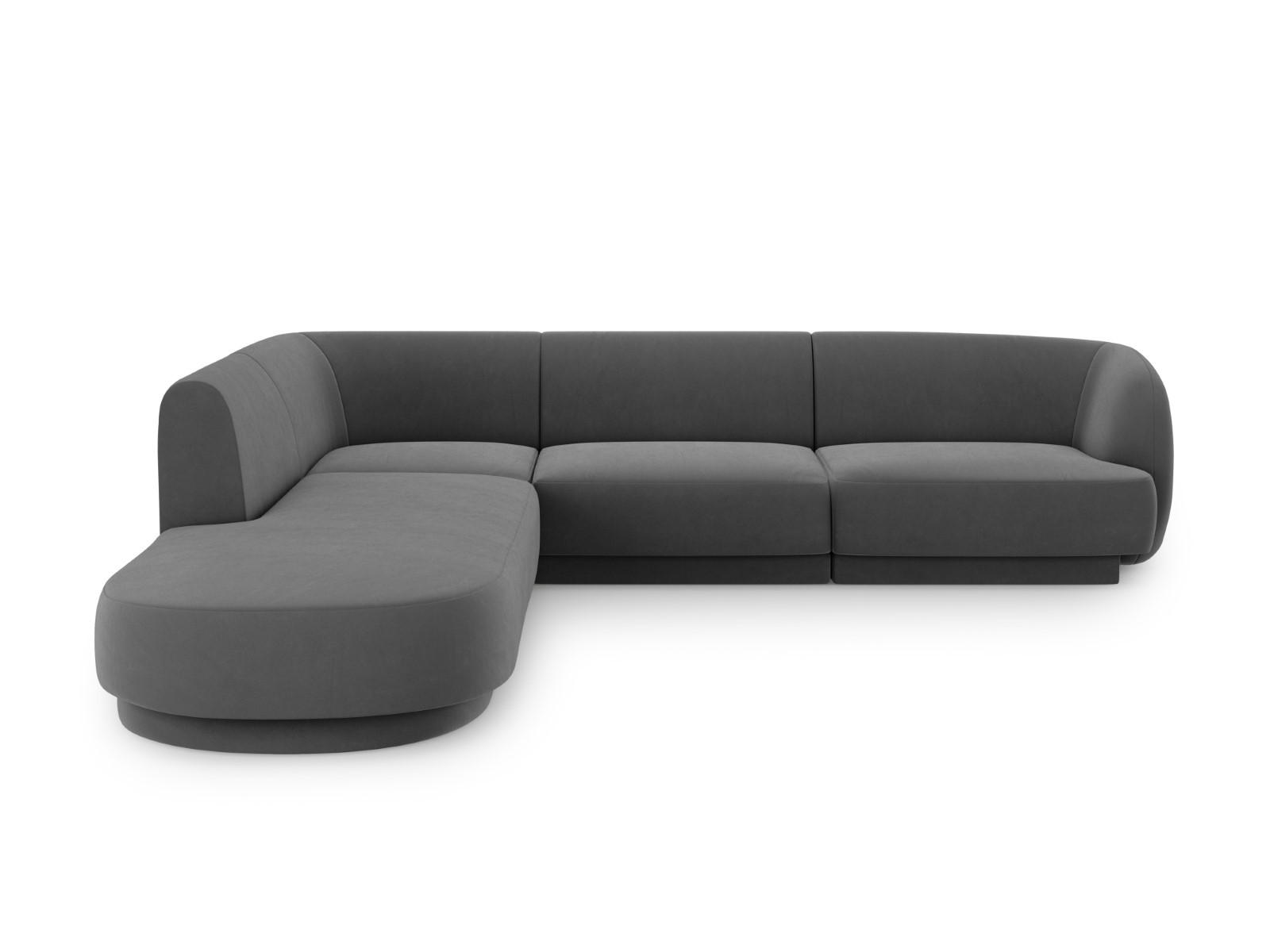 ECKSOFA links Miley aus Samt grau 6 Sitzplätze - Grau, Textil (248/255cm) - Micadoni