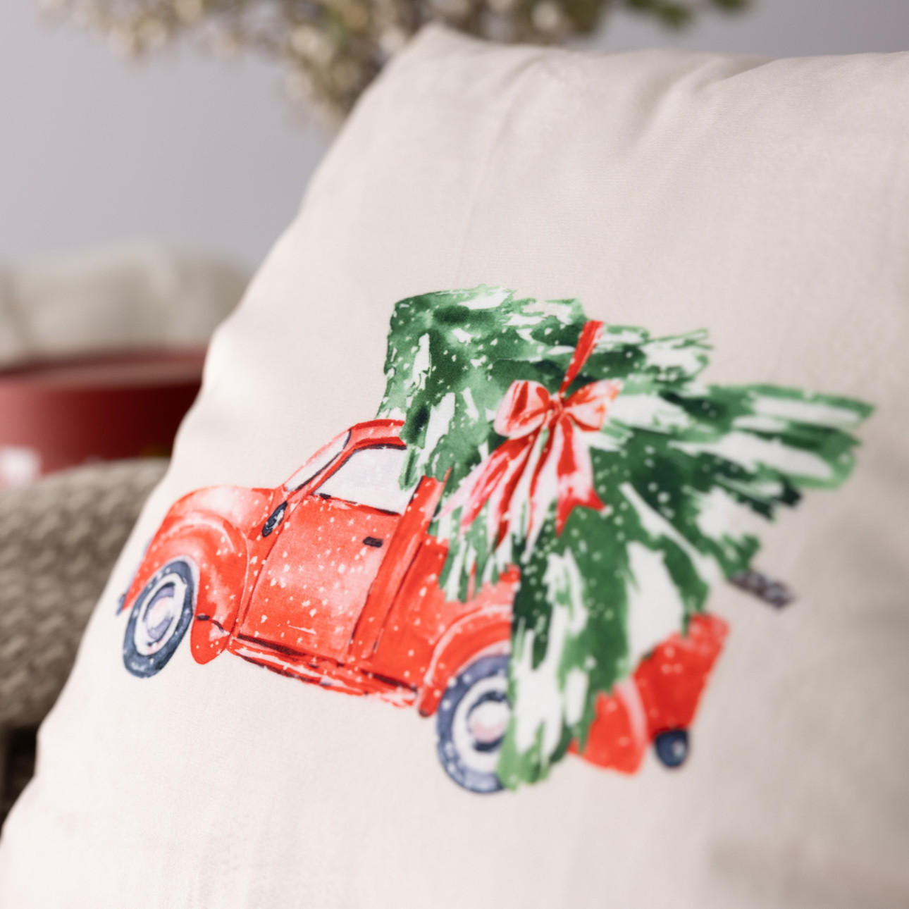 KISSENHÜLLE Christmas Car 43x43 cm - Beige, Textil (43/1cm) - Dekoria