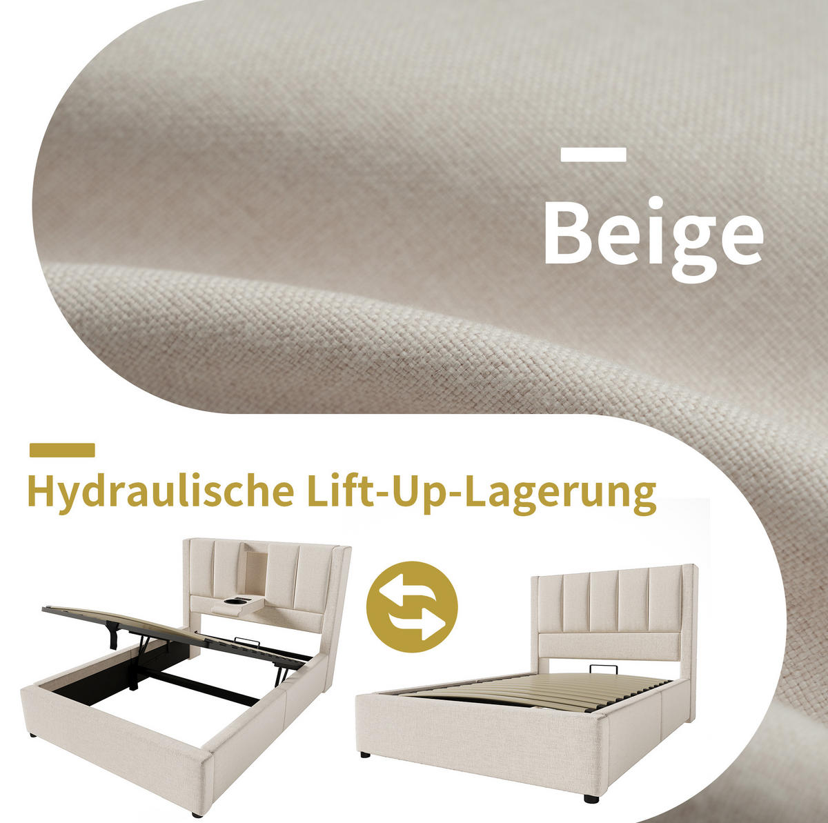 POLSTERBETT 140/200 cm aus Samt mit Lattenrost und gepolstertem Kopfteil Grau - Grau, Textil (140/200cm) - Modenvie