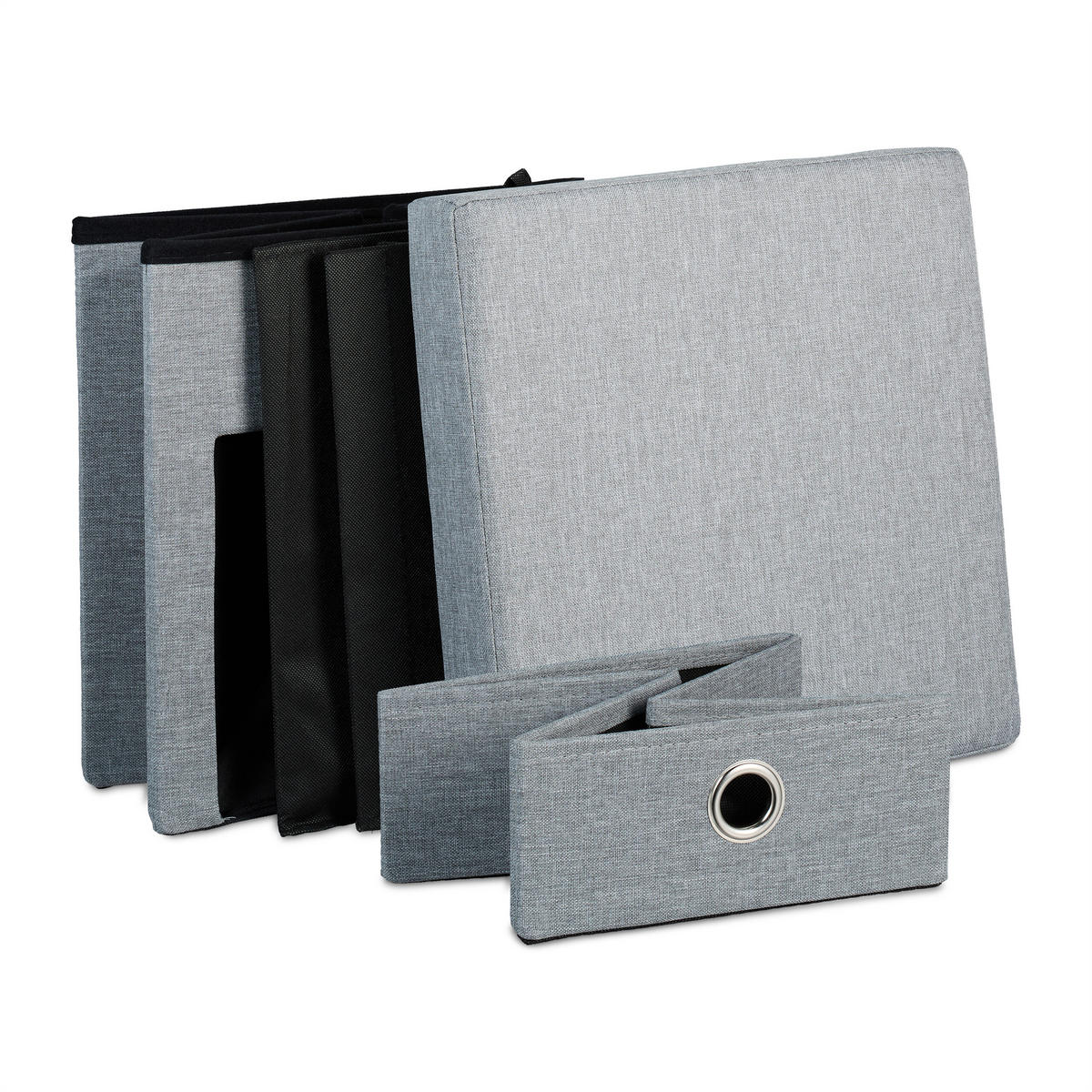 SITZHOCKER - Grau, Holzwerkstoff/Textil (37/39/37cm) - Relaxdays