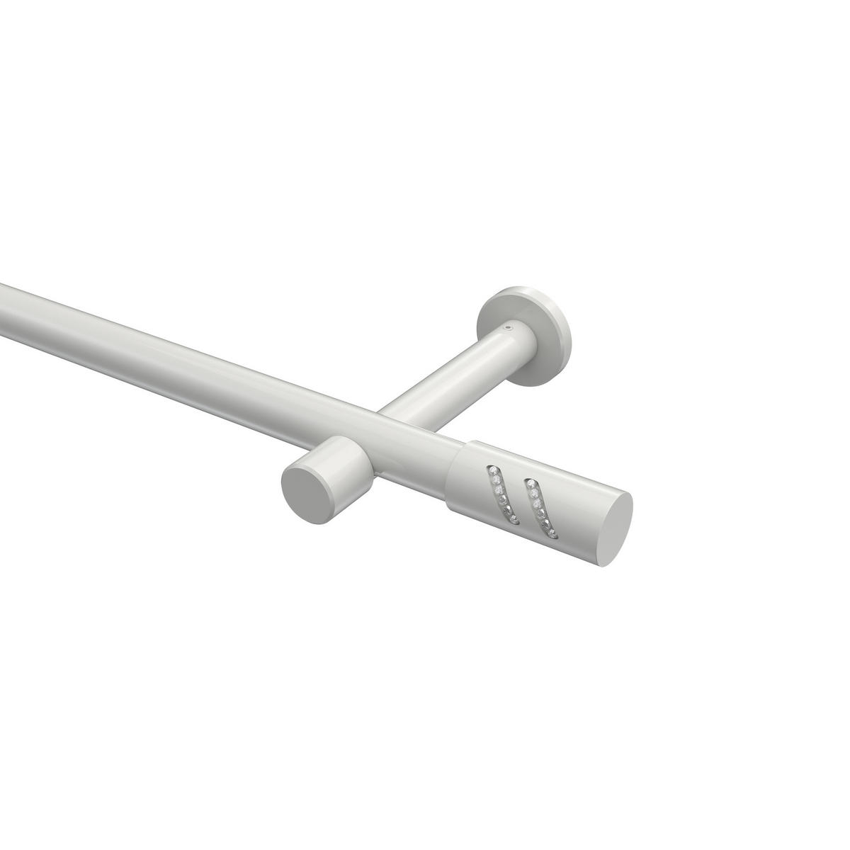 GARDINENSTANGEN-SET Prestige Zoena 420 cm (geteilt in 3 x 140 cm), 1-läufig (ohne Ringe), 20 mm Ø Weiß - Weiß, Metall (420cm) - INTERDECO