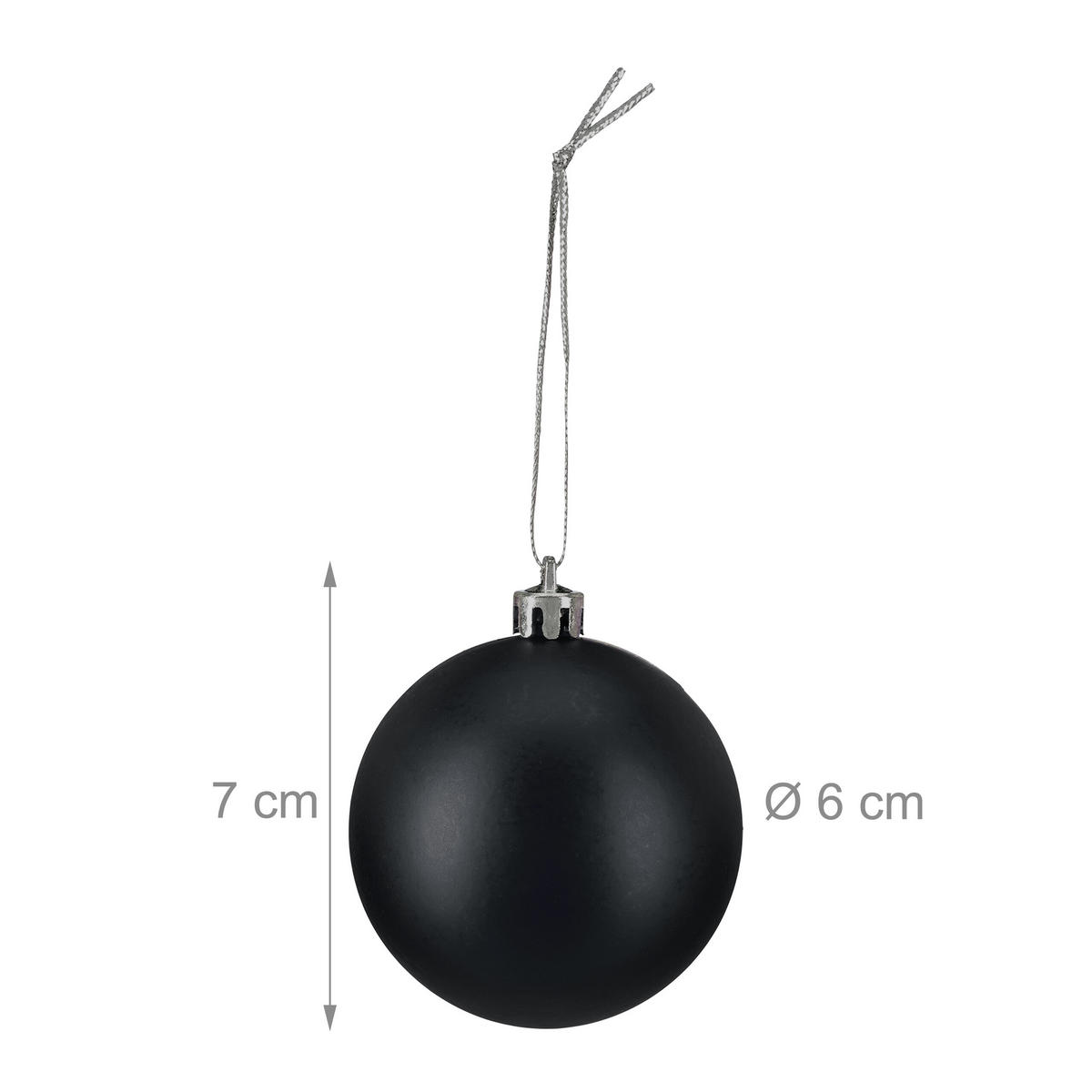 100XWEIHNACHTSKUGELN - Schwarz, Kunststoff (6/7/6cm) - Relaxdays