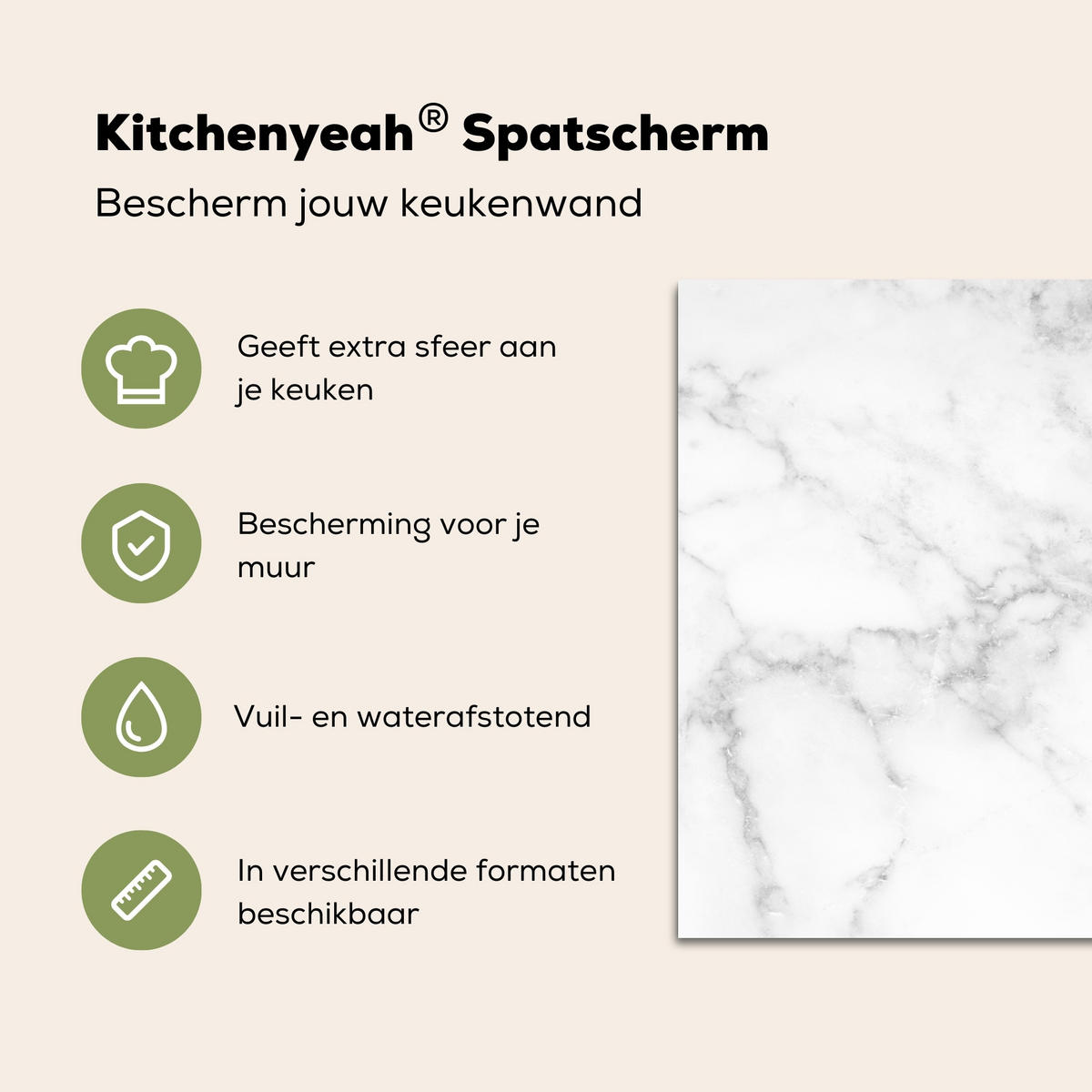 SPRITZSCHUTZ KÜCHE Marmor - Grau - Weiß - Strukturierter Marmor 60x40 cm - Weiß, Metall (60/0.3/40cm) - MuchoWow