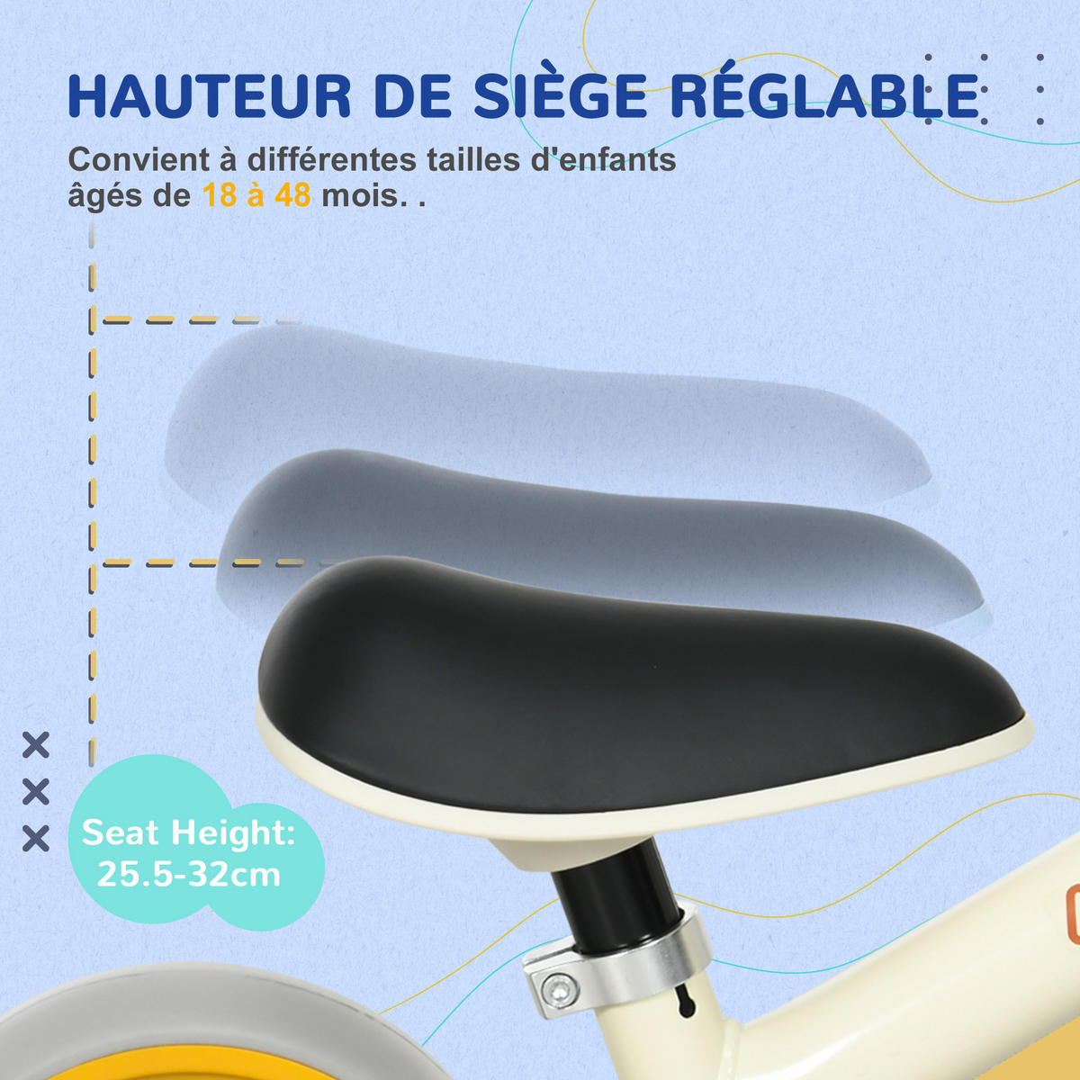 LAUFRAD DE-18551 Sitz höhenverstellbar Orange - Orange, Metall (66.5/34/47cm) - ComfortXL