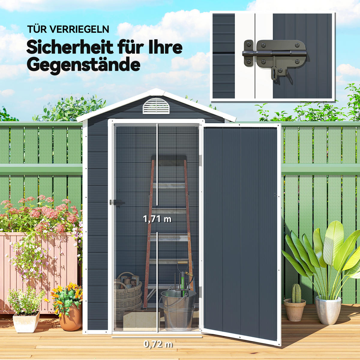 GERÄTEHAUS Gartenhaus mit Fenster Pultdach Outdoor Metall Grau - Grau, Metall (104/204/134cm) - Outsunny
