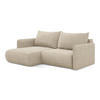 ECKSOFA mit Schlaffunktion Chenille Stoff Beige - Beige/Schwarz, Kunststoff/Textil (148/207cm) - Makamii